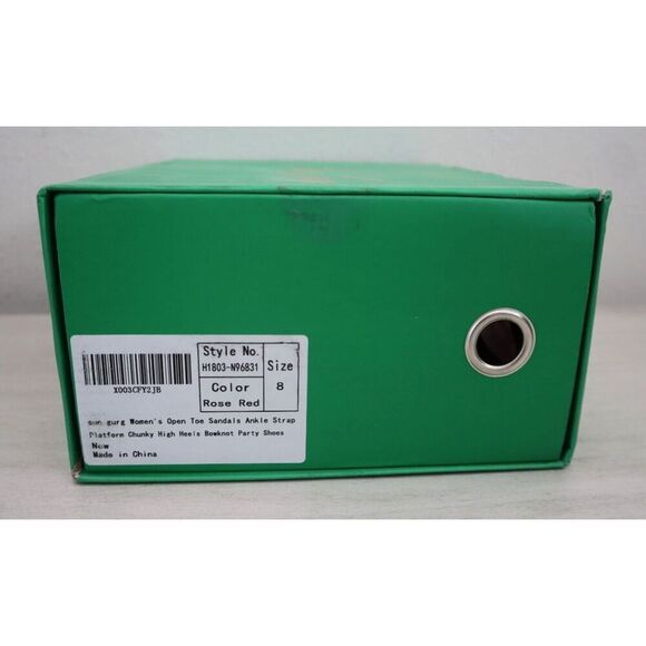 Sun Gurg Women's Sz 8 Hot Pink Open Toe Ankle Strap Platform Chunky Heel Sandals - Picture 12 of 12